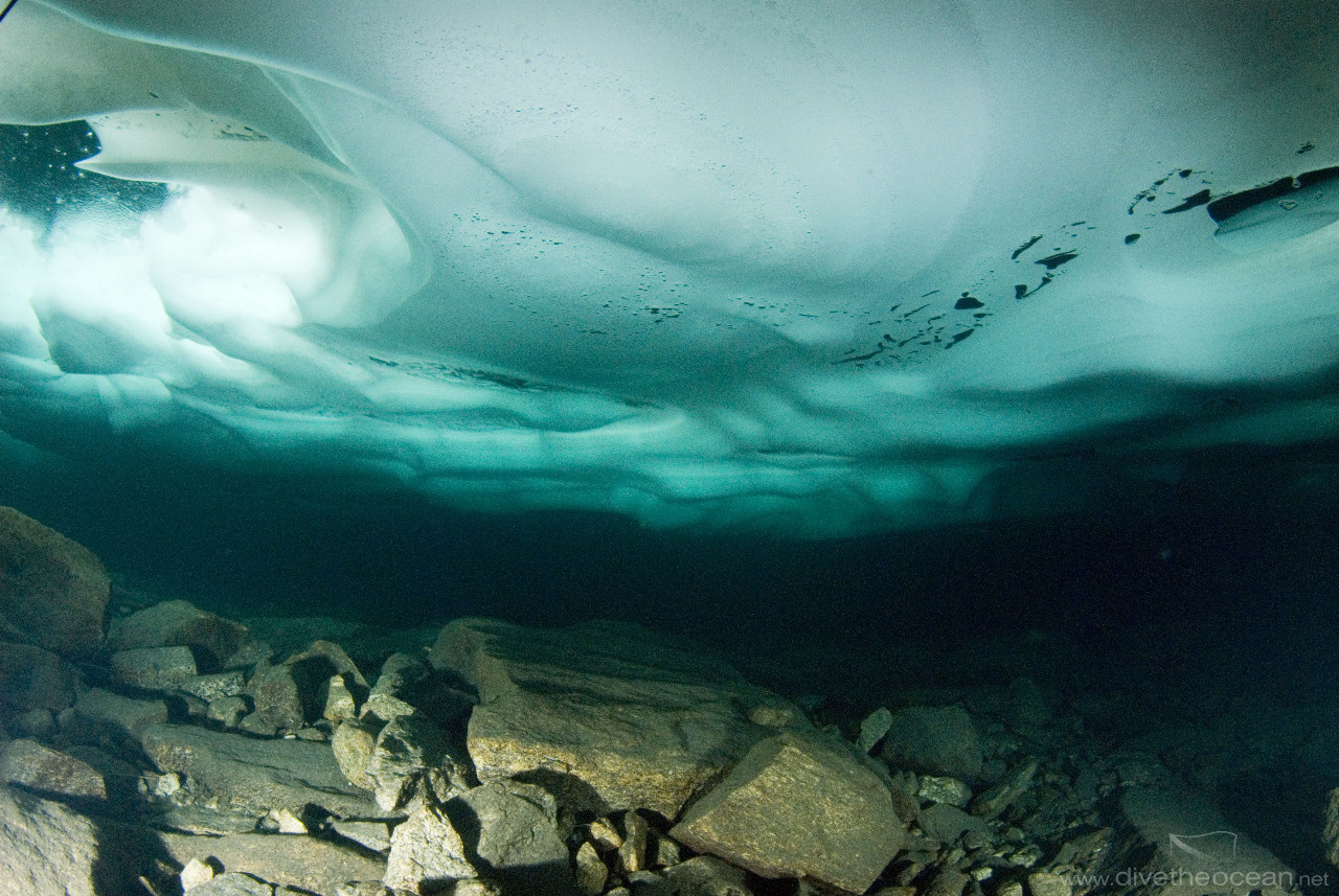 ice at swiss lake in June