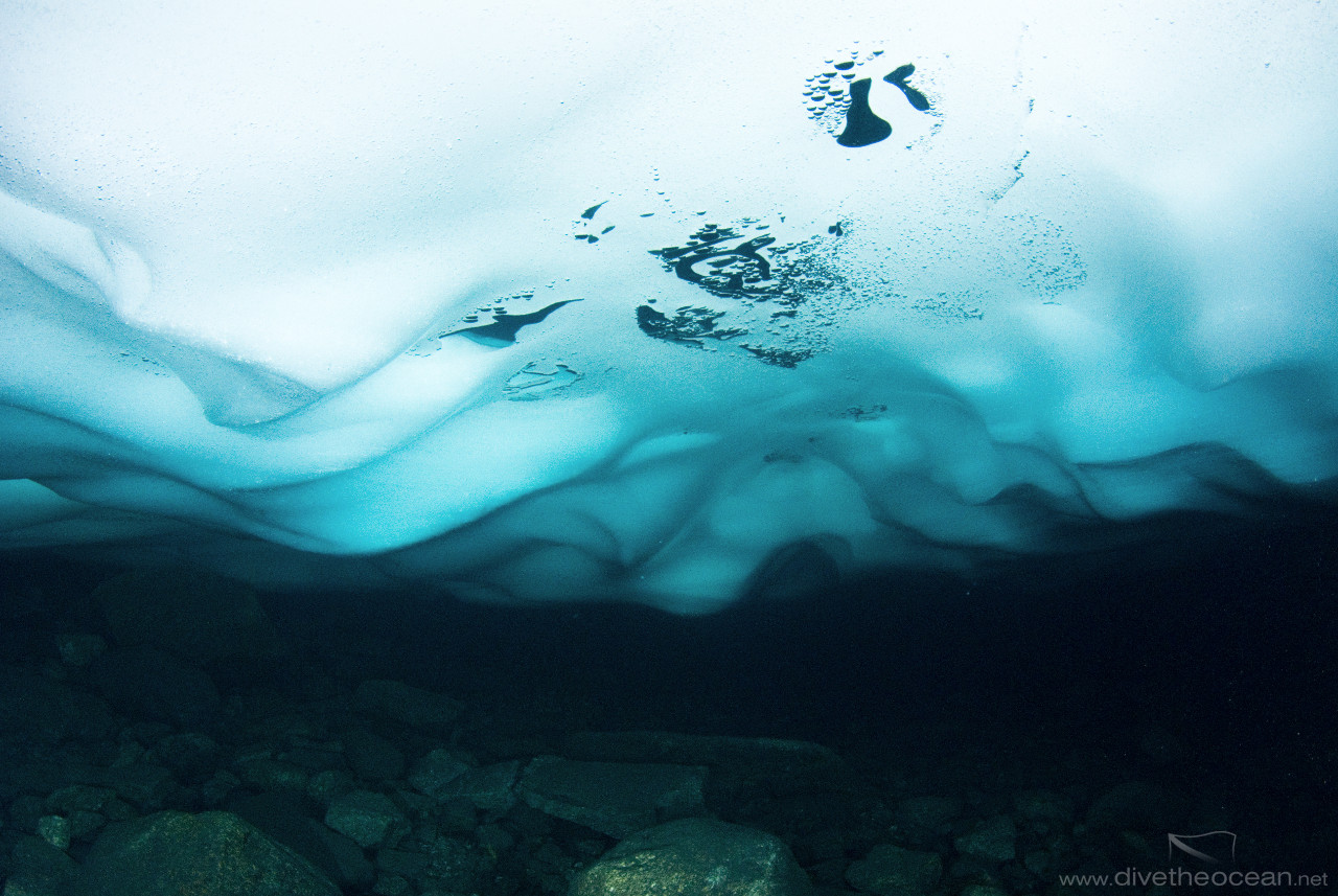 ice at swiss lake in June